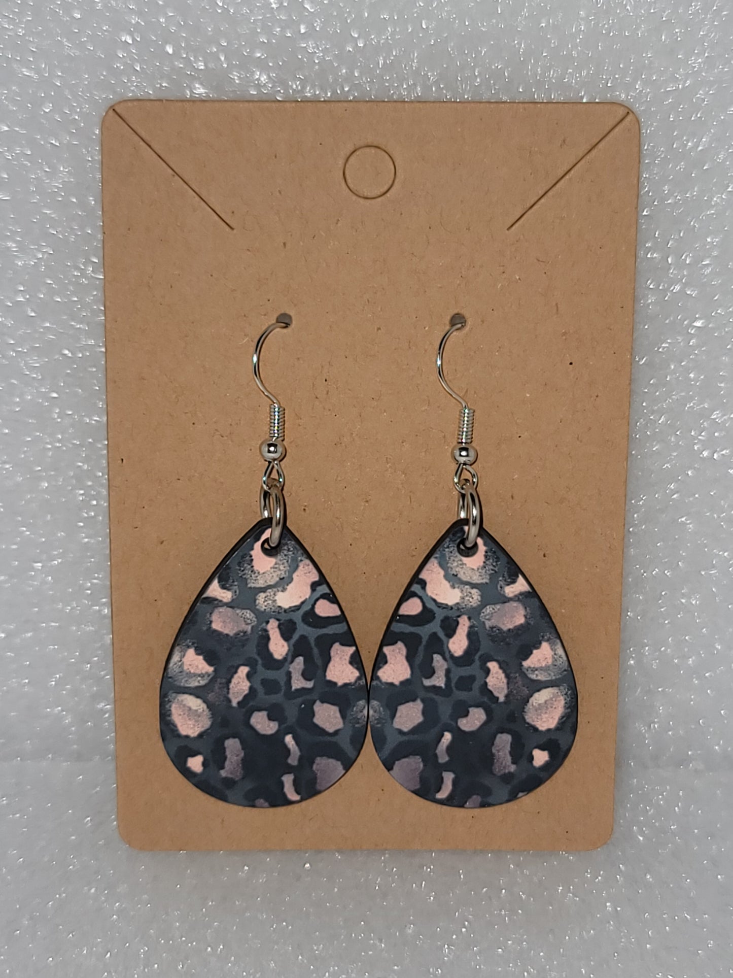 Teardrop Earrings-Rose Gold Leopard