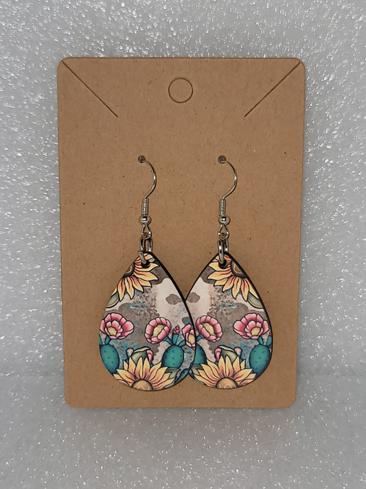 Teardrop Earrings-Cactus Sunflower