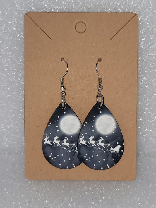 Teardrop Earrings-Santa's Sleigh