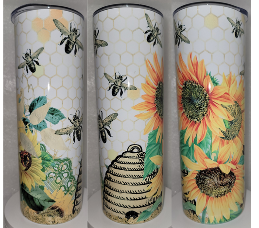 20oz Tumbler- Sunflowers and Honeybees